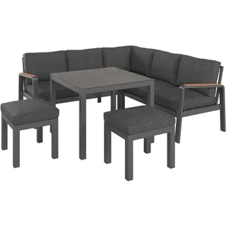 Ambia Garden Loungegarnitur, Anthrazit, Schwarz, Keramik, 4-teilig, Füllung: Schaumstoff,Polyester, 193x193 cm, Loungemöbel, Loungemöbel-Sets