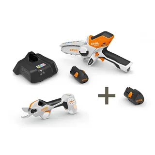 STIHL Akku-Maschinen-Set GTA 26 + ASA 20 Akku-Einhand-Kettensäge und Akku-Astschere mit 2x Akku AS 2 und Ladegerät AL 1