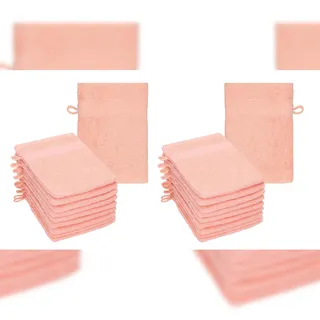 Betz 20 Stück Waschhandschuhe Palermo 100% Baumwolle Waschlappen Set Größe 16x21 cm Farbe Apricot