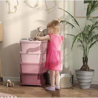 Aufbewahrungsmöbel Für Kinder Mit 4 Schubladen, 37 X 37 X 76 Cm, Rosa Okmyhome