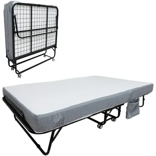 Hapihom Klappbett 79x190 cm, Gästebett Klappbar mit 13 cm Matratze, Robustes Metallgestell & 4 Rollen, Max. 205 kg, Ohne Aufbau, Einfach faltbar, Gästebett Erwachsene, Reisebett, Schrankbett