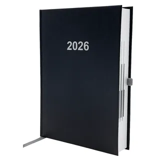 Adina Buchkalender Chefplaner A5 1 Tag 1 Seite auch Sonntags 2026 Schwarz