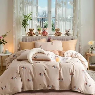 Bettwäsche-Set 220x240cm Baumwolle Dackel Khaki