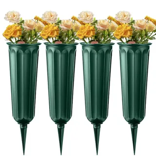Friedhofsvasen für Gräber mit Stacheln Blumenhalter für Grabstätten Grabstättenvasen für Friedhöfe mit Pfahl Friedhofsblumenhalter für den Verlust eines geliebten Menschen 4er-Pack