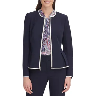 Tommy Hilfiger Damen Hsvj0013-mvy-4 Jacke mit Schößchen, Mitternacht/Elfenbein, 34 - 34
