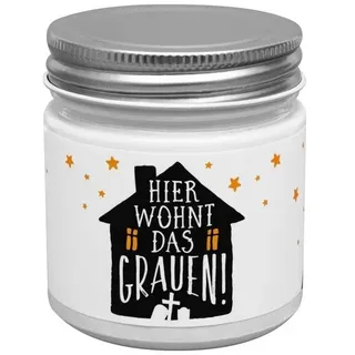 SHEEPWORLD KERZE IM GLAS HALLOWEEN - HIER WOHNT DAS GRAUEN HALLOWEENDEKO NEU OVP