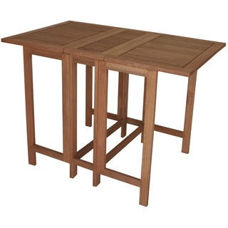 gartenmoebel-einkauf Doppel Klappentisch Balkon Tisch 107x65x74cm rechteckig, Eukalyptus geölt, braun, FSC®-Zertifiziert