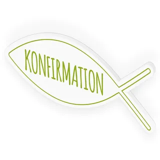itenga Türschild Fisch Konfirmation 30,0 x 11,5 cm Tischdeko Aufsteller Schild Deko Schrift (grün)
