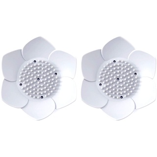 Japanische Blumen-Seifenschale aus Silikon - Packung mit 2 Seifenhaltern (weiß)