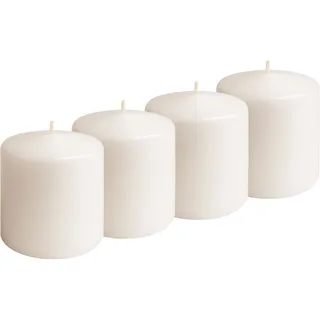 4er-Set Stumpenkerze Creme – Rustikale Wachs Kerze, Ø 7 x 10 cm – Lange Brenndauer für festliche Anlässe, Advent, Weihnachten oder stimmungsvolle Deko