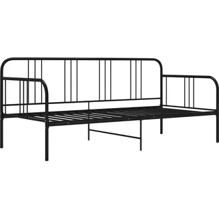 vidaXL Schlafsofa Bettgestell Tagesbett Metallbett Bettsofa Einzelbett Bett Gästebett Sofabett Sofa Couch Jugendbett Schwarz Metall 90x200cm