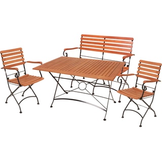 Garden Pleasure Sitzgarnitur WIEN 4.tlg Tisch Klappstuhl Bank Holz Gartenmöbel