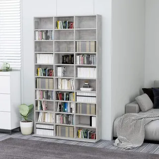 ZEYUAN CD-Regal, Schrank, Regal, Bookshelf, Leiterregal, Standregal, Wandregal, Aktenregal, DVD Regal, Betongrau 102x23x177,5 cm Spanplatte