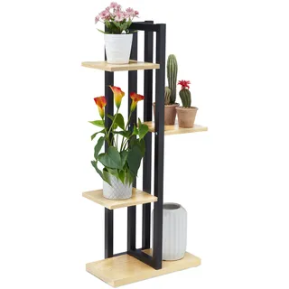 Relaxdays Blumenregal Metall 93 x 42,5 x 22,5 cm Holzoptik