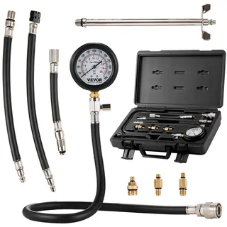 Vevor Kompressionsmesser Kompressionstester Kompressionsprüfer Testgerät Kompressionsmessgerät mit Manometer Benzinmotor 0–300 PSI und 0–2000 kPa Verdichtungsmesser inkl. 3x Adapter