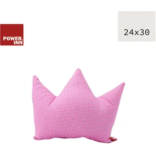 POWER INN® Kronenkissen klein | Rosa kariert | Dekokissen | Krone