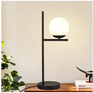 Nettlife Tischleuchte Schwarz/gold Glas Metall Modern E27 Fassung Schalter Nachttischlampe, LED wechselbar, Wohnzimmer Schlafzimmer Kinderzimmer Büro schwarz