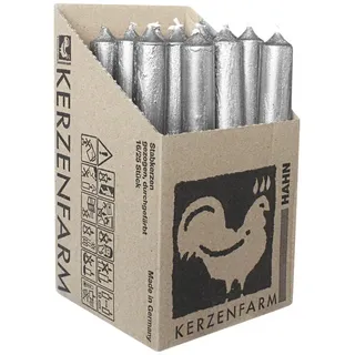 Stabkerzen Rustikal Silber, 180/22 mm, KERZENFARM HAHN, Brenndauer 8h, 16 St.