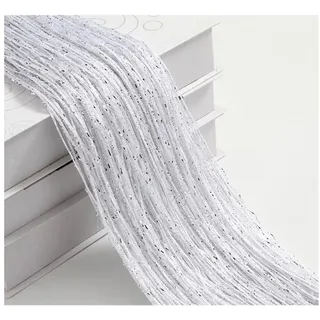 Wisafory Fadenvorhang Fadengardine Glitzer Fadenvorhänge Fliegenvorhang Raumteiler Fliegenschutz Fransen Vorhang Fadenvorhang Dekoration für Tür, Fenster, Zuhause 100 x 200cm Weiß