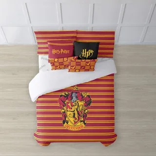 Belum Harry Potter Gryffindor Shield Bettbezug, mit Knöpfen, 100% Baumwolle, für 80 cm breite Betten (140 x 200 cm)