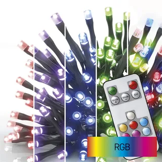 EMOS LED-Lichterkette bunt für Innen und Außen, 72 Lichtmodi, 10m lange Weihnachtslichterkette mit 96 LEDs und Fernbedienung + Netzteil, 6 Stunden Timer Funktion, für Partys, Weihnachten, Deko
