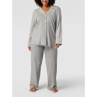 Pyjama mit Brand-Stitching, Mittelgrau, XXL