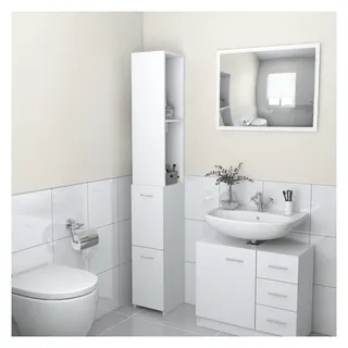 vidaXL Badschrank 25 x 26,5 x 170 cm Weiß Holzwerkstoff