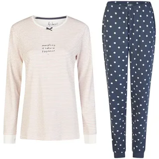 By Louise Schlafanzug by Louise Damen Pyjama Schlafanzug Nachtwäsche lang Interlock Streifen bunt XXL
