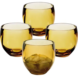 Hummelladen 4x Campingglas aus Acryl 400ml BRAUN - Weinglas ohne Stiel Acrylglas Wasserglas Kunststoff Camping Garten Echtglasoptik Picknick Becher Kinder Senioren Longdrink Coktail