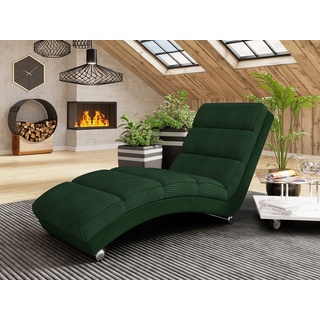 MIRJAN24 Sessel Holiday Cord, Liegesessel, Relaxliege mit verchromte Füße, Elegant Fernsehsessel grün