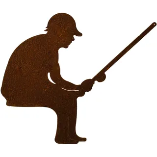 Edelrost Gartenfigur Angler als Kantenhocker Rost Gartendeko