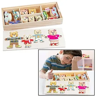 Itian Puzzles Bärenfamilie, Holz, Puzzle-Box, Spielzeug, DIY, Puzzle, Bär, ändern Sie die Kleidung