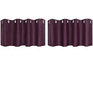 PiccoCasa 2er Set Gardine für Küche Polyester Scheibengardine Kurzgardine Blickdicht Kleine Gardine Burgund 46H x 132B cm
