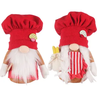 KEAIDO Kochwichtel, rote Plüschschürze, Kochdekoration, Ernte, Halloween, Erntedankfest, Herbst, Weihnachten, skandinavisch, rustikal, Ornament, Nisse Tomte, Bauernhaus, Haushalt, einziehbar, 2 Stück