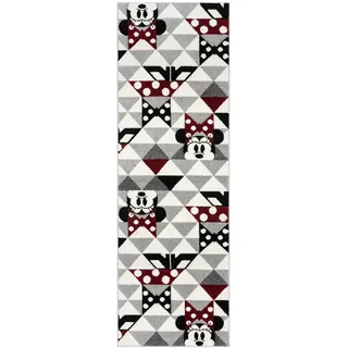 Gertmenian Disney 27917 Minnie Mouse Moderner Teppich für den Innenbereich, Wohnkultur, hoher Verkehrsaufkommen und fusselfrei, Pyramiden Elfenbein, 2 x 8 Läufer