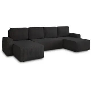 Sofnet Wohnlandschaft Cord 7-Sitzer Schwarz