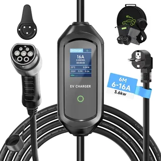 AFYEEV Typ 2 Ladekabel Schuko 3,68kW Mobile Wallbox 6M Ladegerät Typ 2