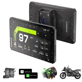 RiderNav R7M 7" Wireless CarPlay & Android Auto für BMW Motorräder – Native Wonder Wheel- und Actionkamera-Steuerung | Echtzeit-Datenauslesung (TPMS/RPM) | OTA-Updates | 1200-Nit IP69K GPS