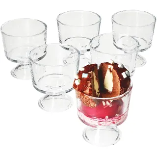 MamboCat 6er Set Primus Eisbecher mit Fuß aus Glas I 250 ml I bauchige Dessert-Schälchen, Eisgläser, Früchtebecher aus Klarglas I für Vorspeisen, Cocktails, Eiscreme & Desserts