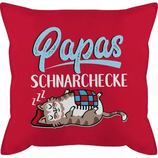 Shirtracer Dekokissen Papas Schnarchecke Katze - weiß/blau, Vatertagsgeschenk Kissen rot