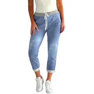Mississhop Damen Hose Blumen Jogginghose Baumwolle Freizeithose Boyfriend Blumenprint - Einheitsgröße
