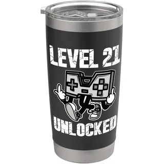21 Geburtstag Level 21 Unlocked Jubiläum 21 Jahre Endlich 21 Doppelwandiger Edelstahl-Thermobecher