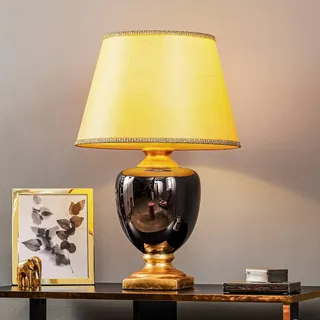 Tischlampe Mozart ONLI, messing / gold, für Wohn- / Esszimmer, Textil / Stoff / Seide, Antik, Tischlampe - 45 cm - 45 cm - 72 cm