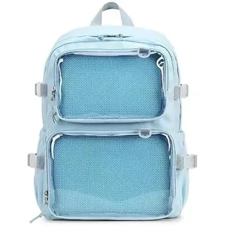 YeGang Ita-Tasche mit durchsichtigen Fenstern für Frauen und Teenager - Kawaii JK Pin-Display-Rucksack, süß, ästhetisch, große Schultasche, lässiger Tagesrucksack, robuste Büchertasche