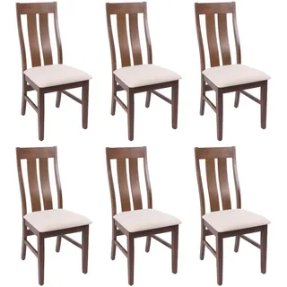 Mendler Esszimmerstuhl HWC-M58 Stoff creme 6er Set