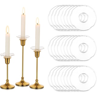 Glasseam Tropfschutz Kerze für Kerzenständer Glas: Klar 24er Kerzen Tropfenfänger für Kerzenhalter Modern Stabkerze Halter Kerzentropfschutz für Haus Wohnzimmer Adventskerzenhalter