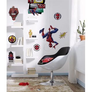 Komar Marvel Wandtattoo Spider-Man Web Head - 100 x 70 cm (Breite x Höhe) - 8 Teile - Spider, Spinne, Deco-Sticker, Wandaufkleber, Wandsticker, Wanddeko, Kinderzimmer - 14740h