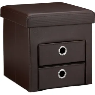 Relaxdays Sitzhocker Faltbar mit Stauraum 38 x 38 x 38 cm Braun