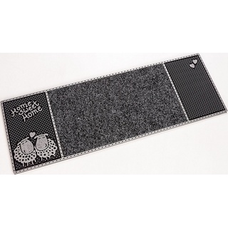 Fußmatte CC Clean Merino, Home2Fashion, rechteckig, Höhe: 8 mm, schmale Schmutzfangmatte, mit Spruch, robust, In- und Outdoor geeignet grau
