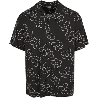 URBAN CLASSICS Viscose Aop Resort Kurzarmhemd Black Flower M